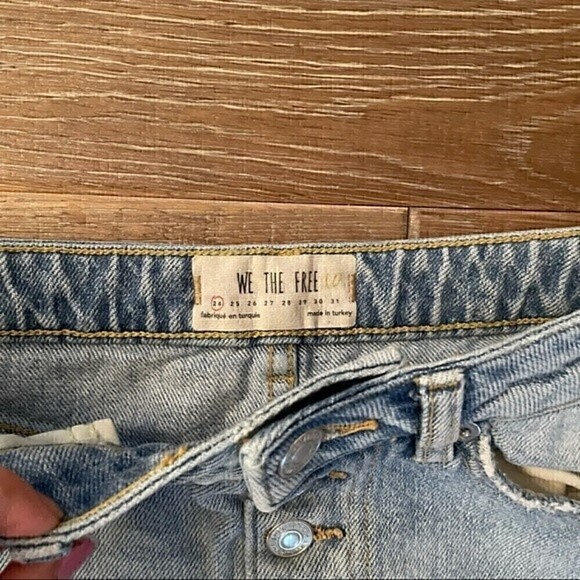 Free People We The Free Button Fly Raw Hem Denim Skirt - Picture 3 of 4
